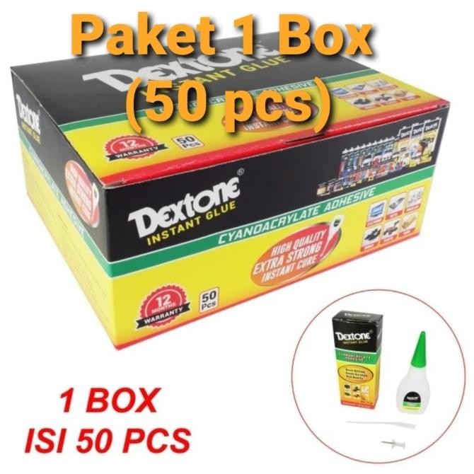 

Paket Hemat 1 Box ( 50 pcs ) Lem Tetes Dextone / Lem G original / HOKI