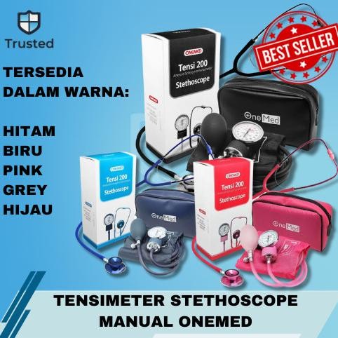 Tensimeter Aneroid 200 + Stetoskop Onemed ( Biru ) Tensi Meter Original Terlaris