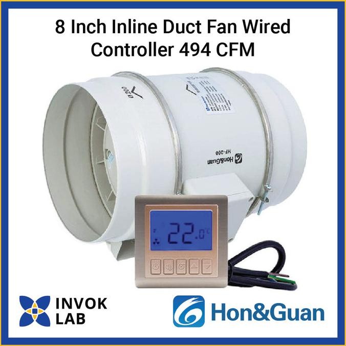 

PROMO HON&GUAN 8 INCH INLINE DUCT FAN WIRED SMART CONTROLLER 494 CFM