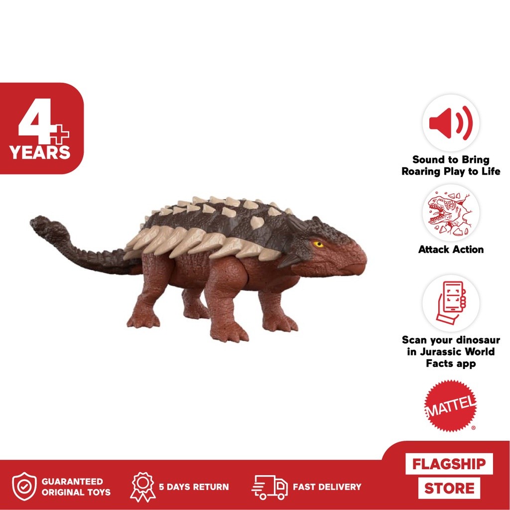 Jurassic World Roar Strikers Ankylosaurus - Mainan Action Figure
