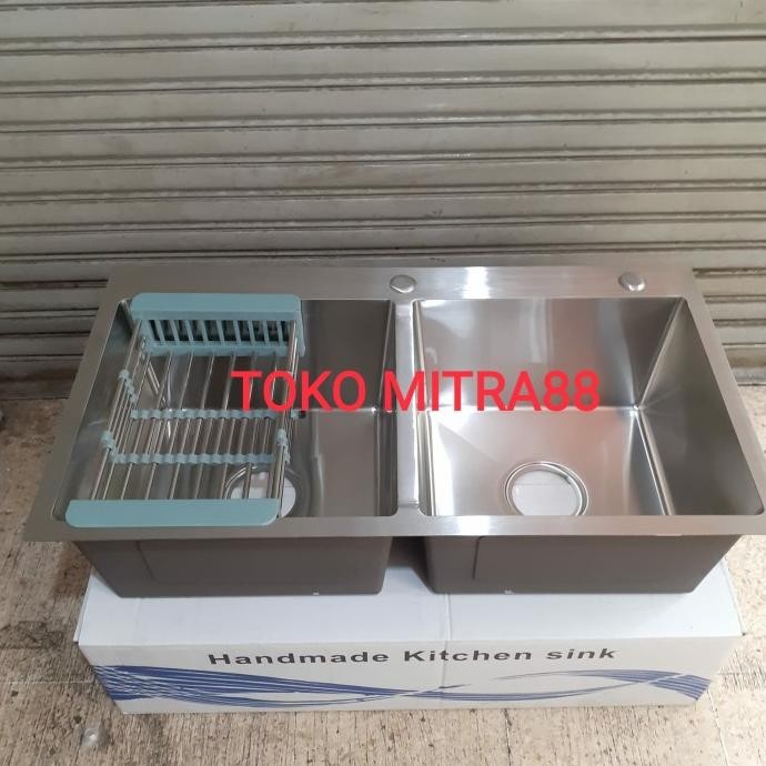 

PROMO KITCHEN SINK 8245 STAINLESS SUS 304 BAK CUCI PIRING 2 LOBANG