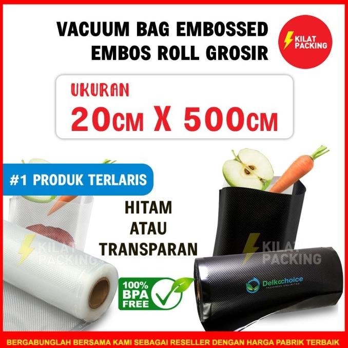 

Plastik Vacuum Vacum Sealer Embossed Emboss Embos Roll Varian 20X500 Tersedia