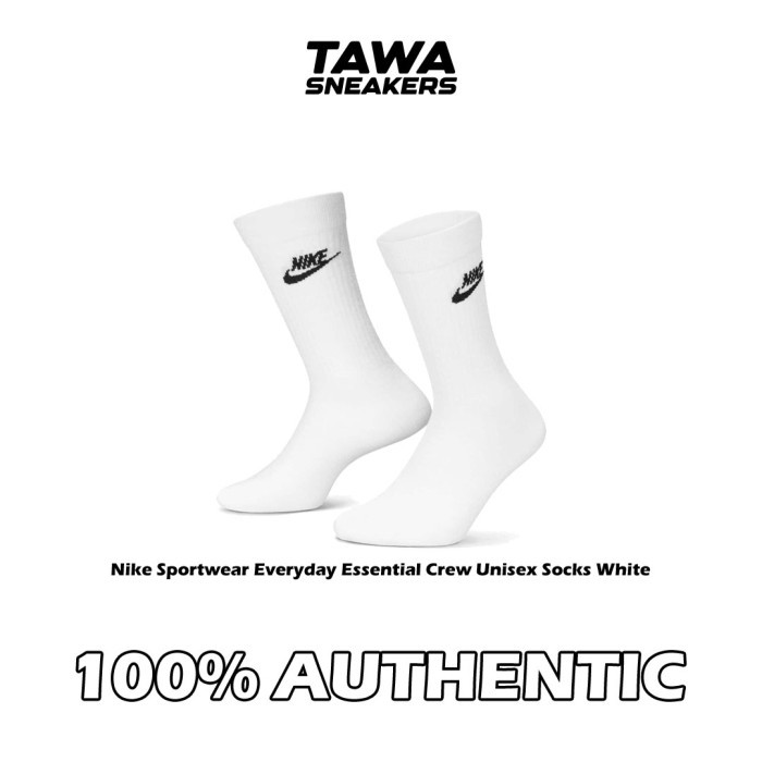 Kaos Kaki Nike Sportswear Everyday Essential Crew Socks White 3 Pairs