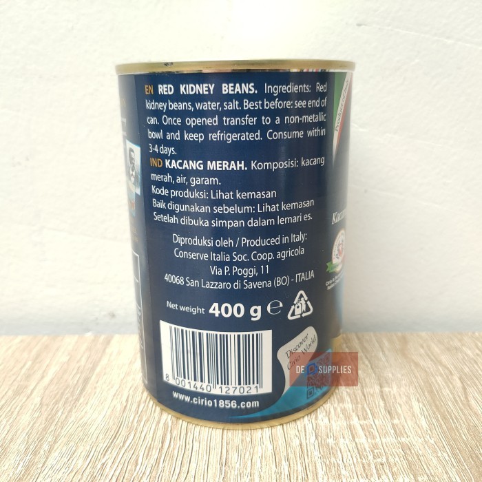 

Cirio Red Idney Bean 400Gr Acang Merah Larutan Garam Aleng Italy