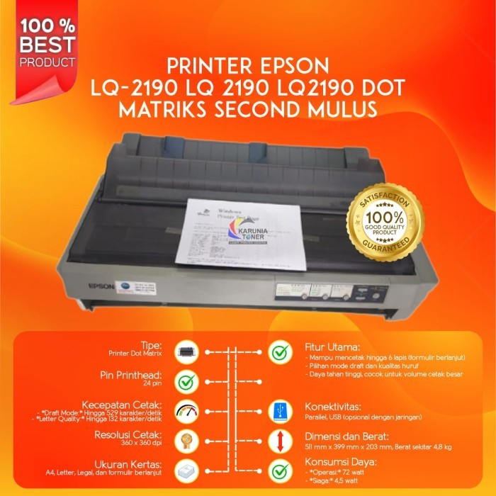PRINTER EPSON LQ2190 LQ-2190 DOTMATRIX SECOND BEKAS GARANSI RESMI