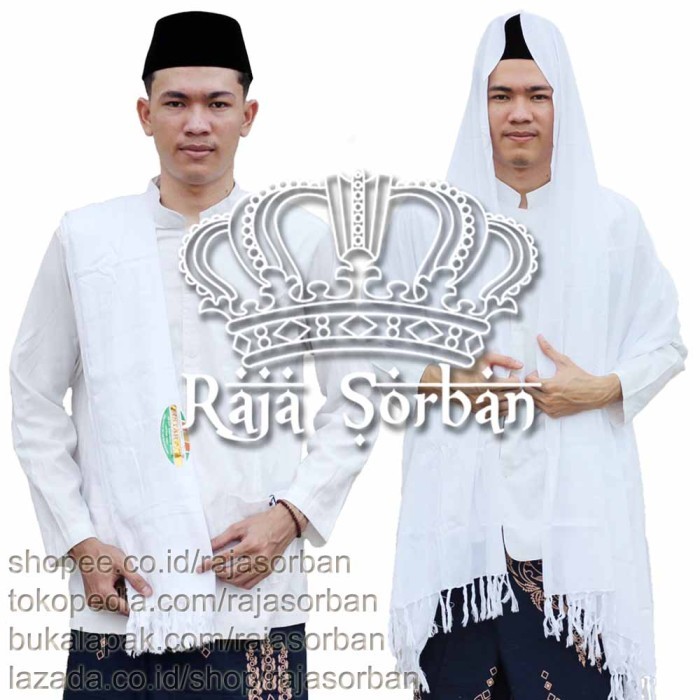 MURAH Sorban Rida Polos Panjang 2 Meter Sorban Kashmiri Habib Polos - Putih