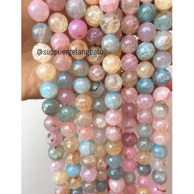 

Natural Morgan FACETED beads 12mm CUTTING batu manik candy craft impor
