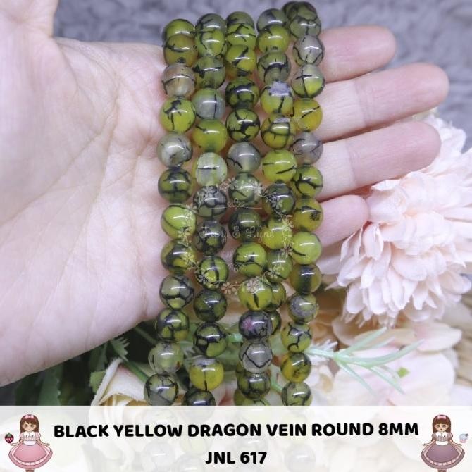 

code 617 Manik Batu Alam Yellow Dragon Vein Round 8mm
