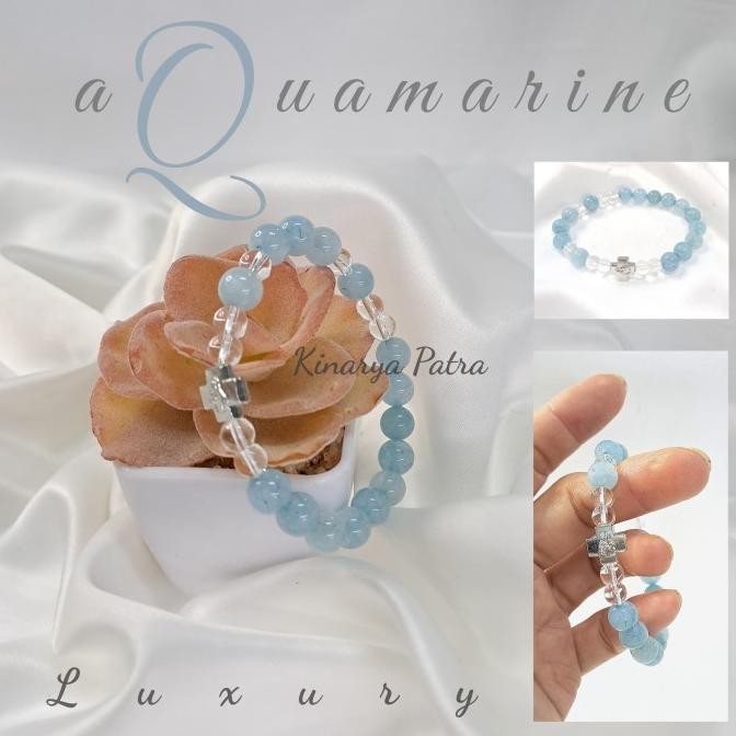 gelang rosario crystal aquamarine 