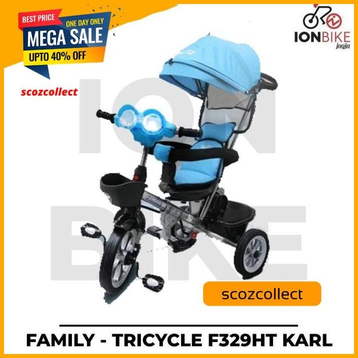 TRICYCLE FAMILY F329HT KARL SEPEDA RODA TIGA ANAK STROLLER DORONG FAMILY MAINAN ANAK F 329 HT PREMIU
