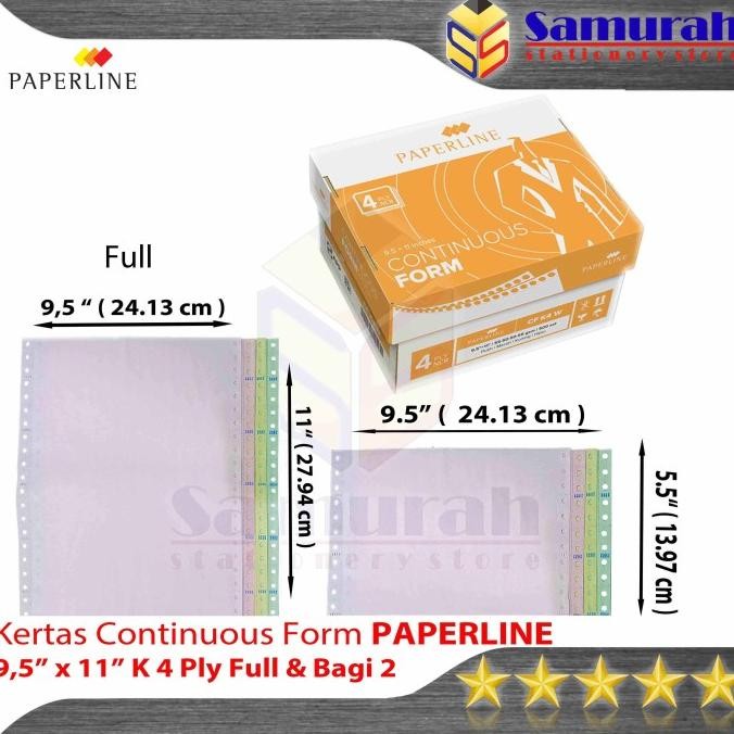 

TERBARU - Kertas Continuous Form Paperline 9,5 x 11 K 4 Ply Warna Full / Bagi 2