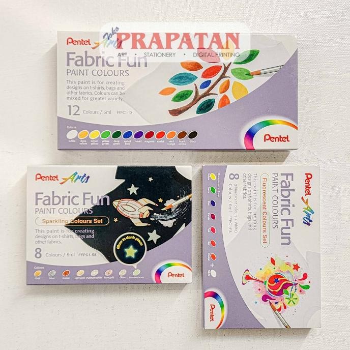 

Pentel Fabric Fun Paint Set 6Ml | Cat Kain Tekstil