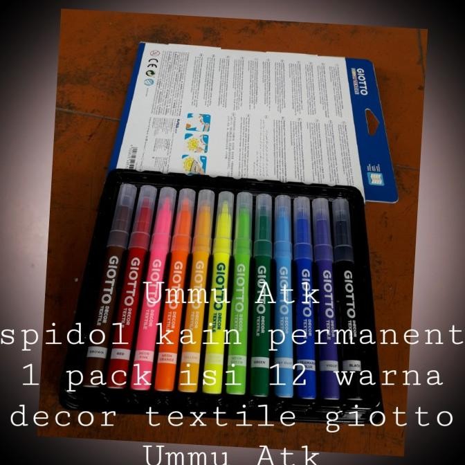 

Decor Textile Gioto Permanet Ink. Spidol Kain Harga 12 Warna 494900
