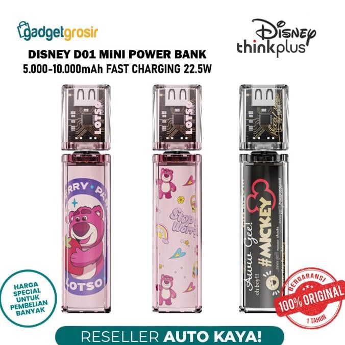 Sale Thinkplus X Disney D01 Mini Power Bank 22.5W Fast Charging Dual Port Type C Usb A Powerbank 500