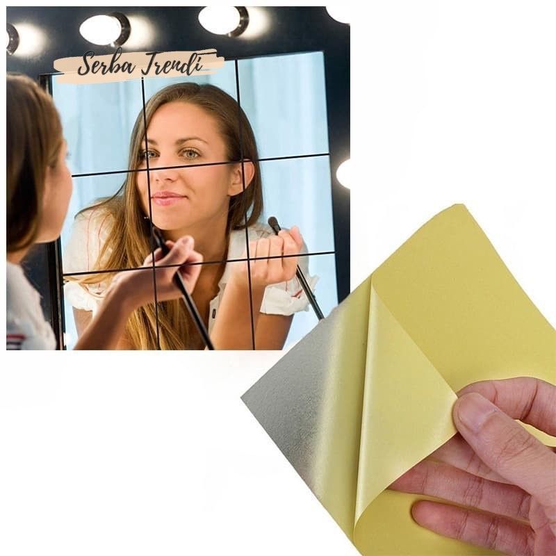 Stiker Dinding Kaca Cermin Mirror Wall Sticker Dinding Wallpaper bentuk kotak