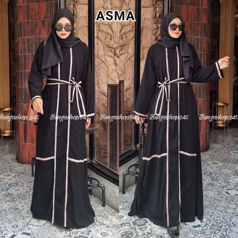 PROMO BAJU MUSLIM RAMADHAN  PROMO abaya Hitam Minimalis Saudi Polos Bisban Free Belt Abayah ASMAH