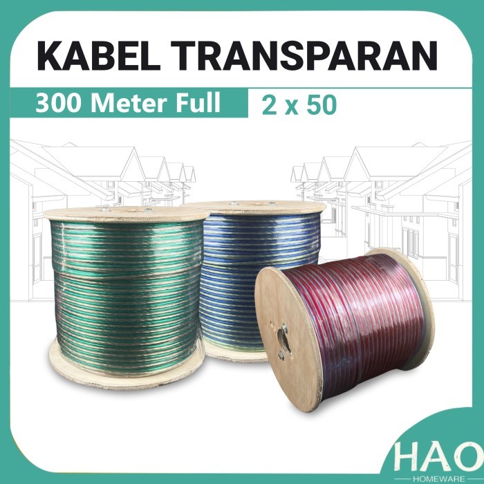 CUCI GUDANG Kabel listrik transparan/kabel audio/super promo 2x30/2x50/2x80/2x120 300 Meter/kabel