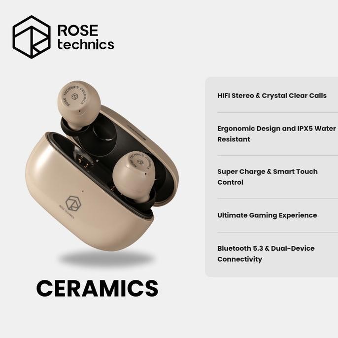 ROSE TECHNICS CERAMICS HIFI TWS ENC GAMING MODE BT 5.3