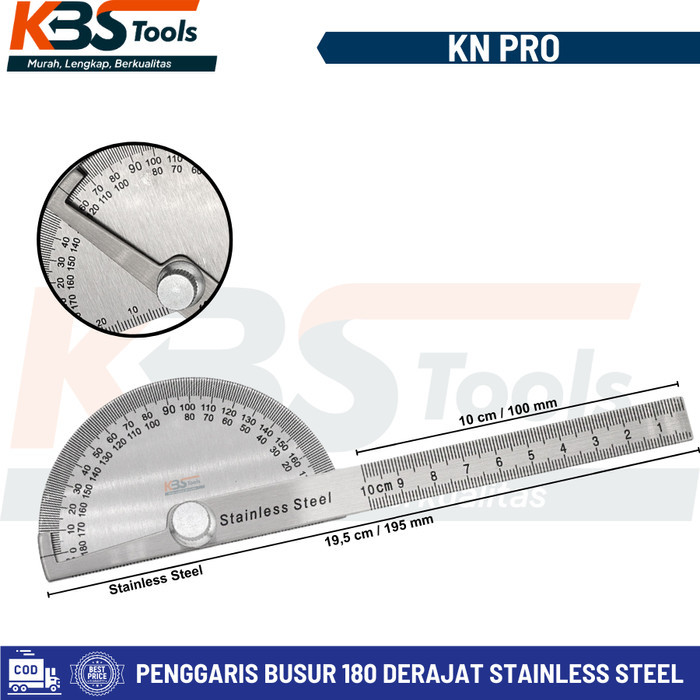 

(:(:(:(] Penggaris Busur 180 Derajat Stainless Alat Pengukur Sudut Angle Ruler