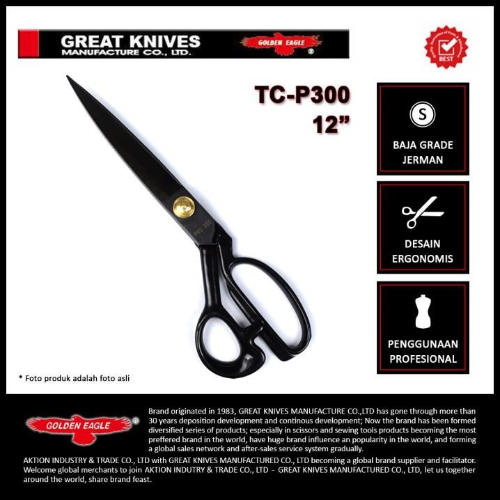 

Gunting Potong Bahan Kain Golden Eagle 12inch TC-P300 - Tailor Scissor