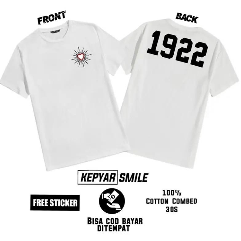 Terviral Kaos Psht Kepyar 1922 Hati Bersinar Putih Kaos Psht 1922 Putih