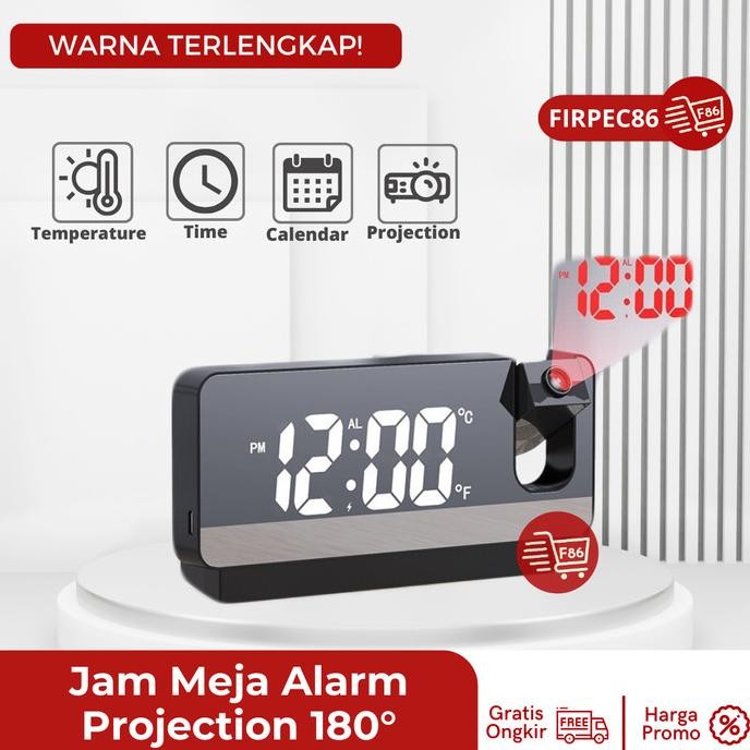 

jam Meja Unik Proyektor Desk Clock LED Digital Alarm Projection 180 B77S