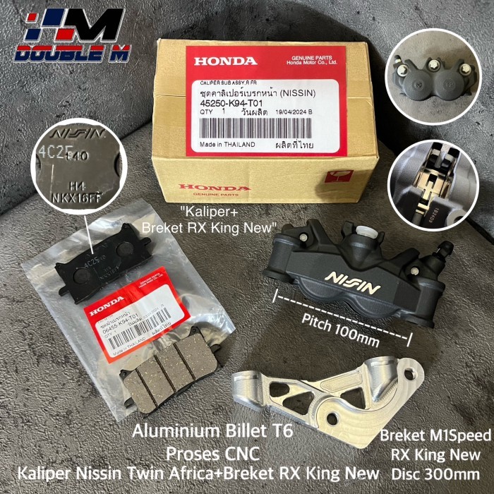 Kaliper 4P Nissin Twin Africa Plus Breket Yamaha RX King disk 300mm