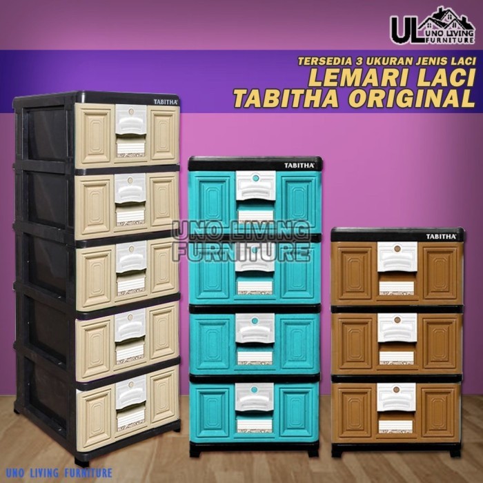 TERLARIS Lemari Laci Tabitha Lemari Plastik Pakaian Serbaguna Tabitha Laci H04 - LACI F POLOS, 3 SUS