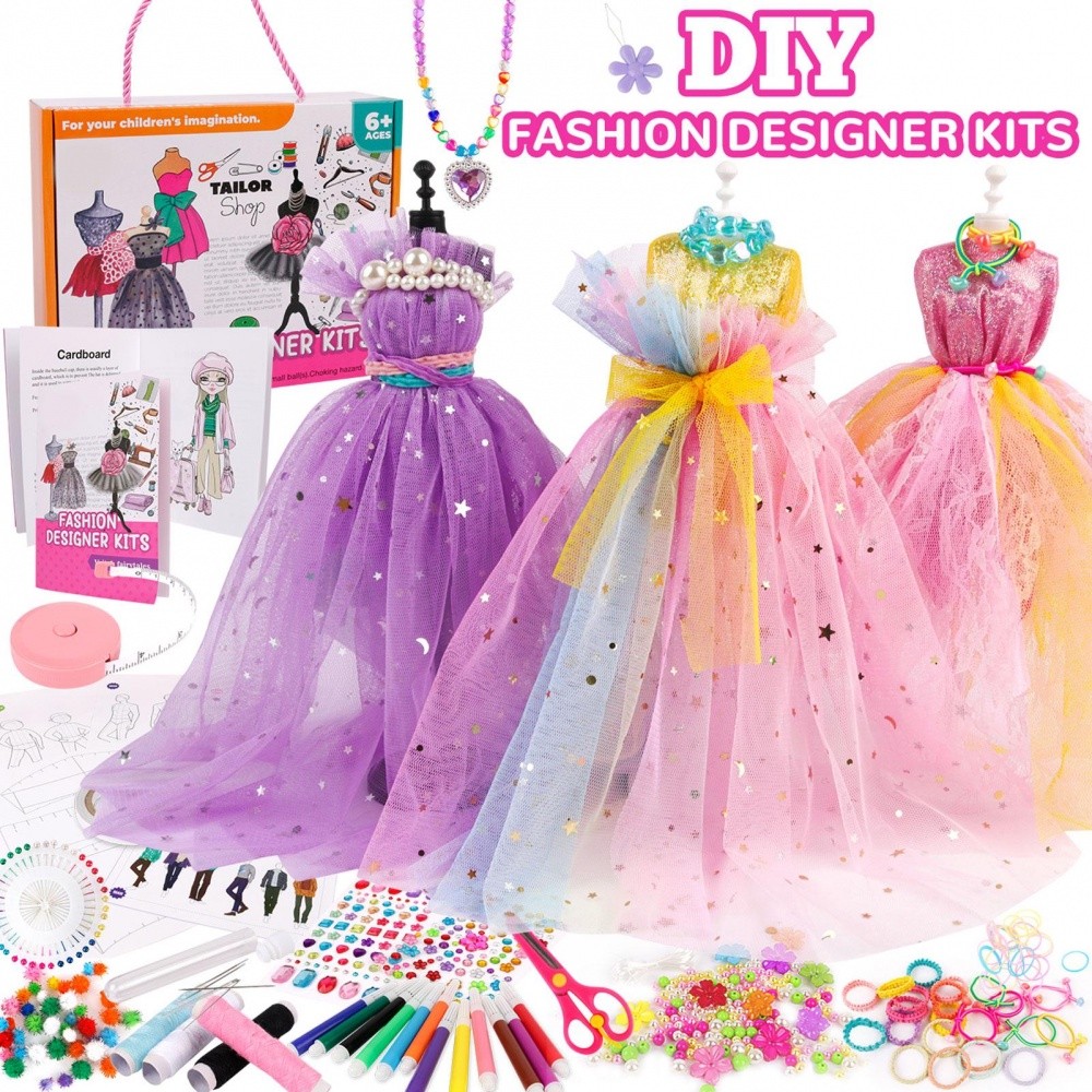 

YL 309PCS Kit Desain Fashion untuk Anak Perempuan Kreativitas DIY Seni & Kerajinan Kit untuk Anak-anak, Buku Sketsa Perancang Busana, Kit Jahit untuk Remaja Perempuan Hadiah Natal Usia 6 7 8 9 10 11 12+ |8F373A32|