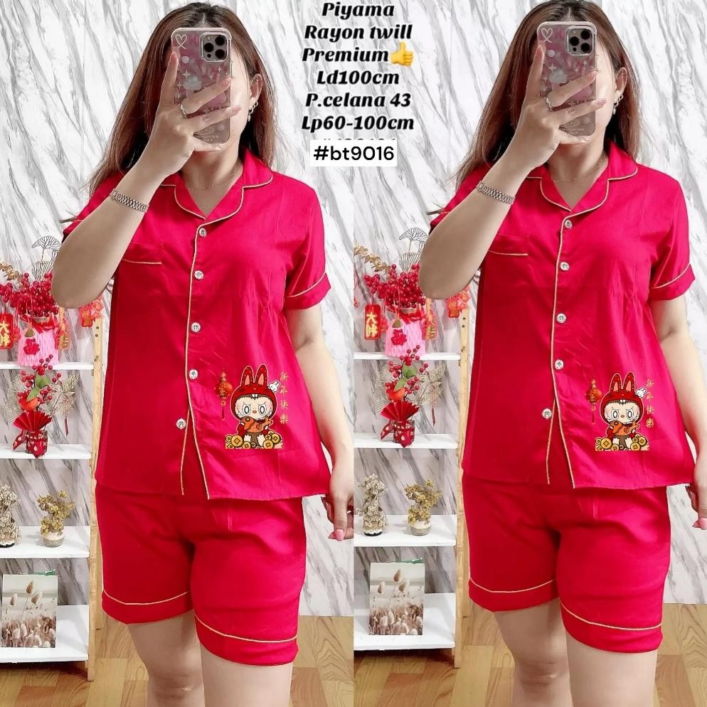 Setelan Piyama Wanita / Piyama Edisi Imlek / PIyama Celana Pendek Rayon Twill