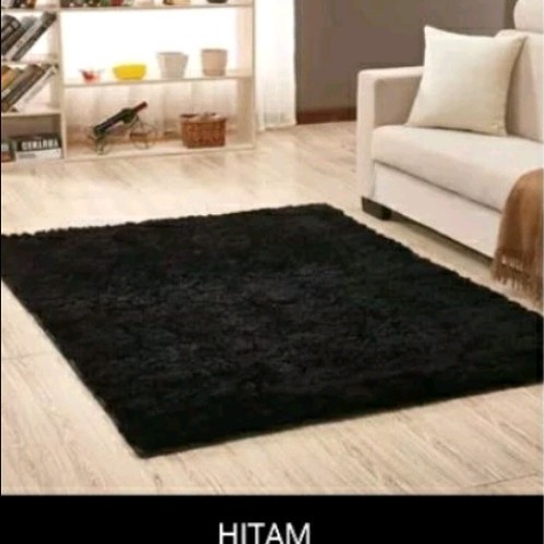 MURAH!  karpet bulu rasfur/ambal bulu rasfur - Hitam