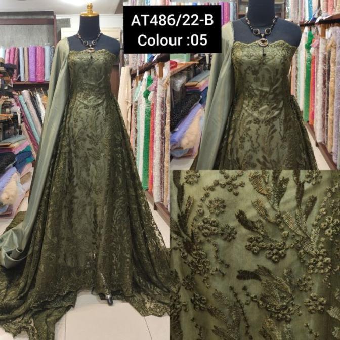 ;&;&;&;&] Kain Tile Brokat Daun Akar Abstrak AT486/22-B Army