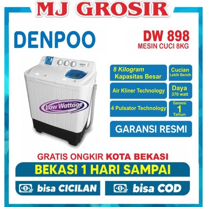MESIN CUCI DENPOO DW 898 8KG 2 TABUNG DW898 8 KG TWIN TUBE