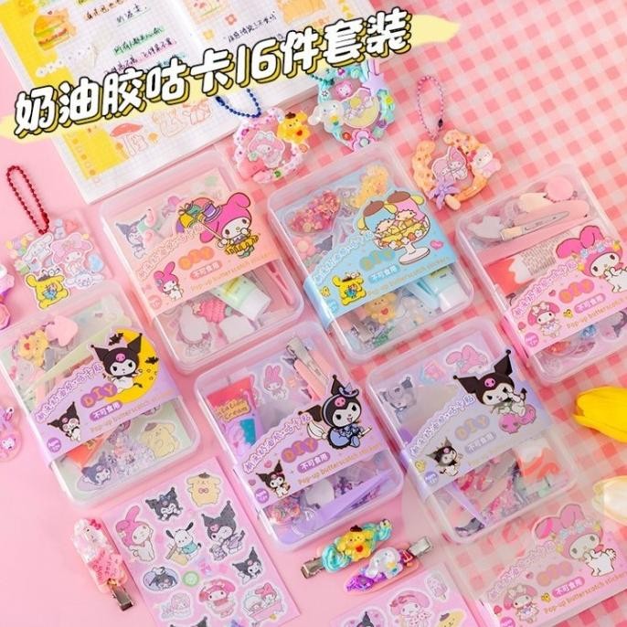 

Produk Unggulan] Stiker Sanrio set DIY Kotak Kerajinan Lucu Melody Kuromi Cinamonroll