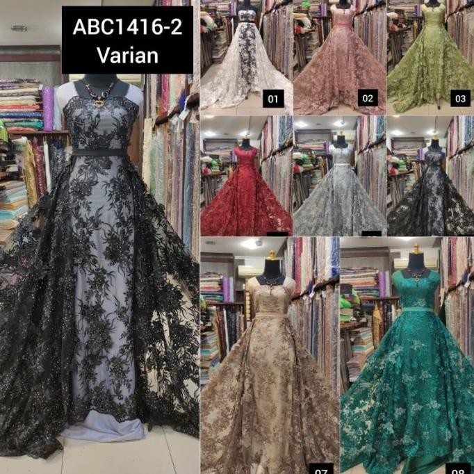 :<:<:<:<] Kain Dress Tile Brokat Bunga Timbul 3D ABC1416-2 Varian