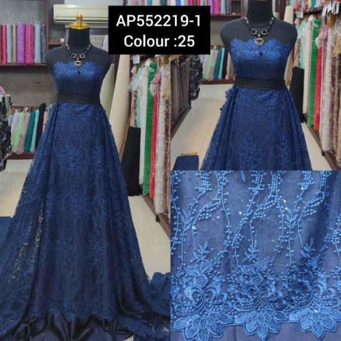 (:(:(:(] Kain Tile Brokat Akar Salur AP552219-1 Biru Dongker