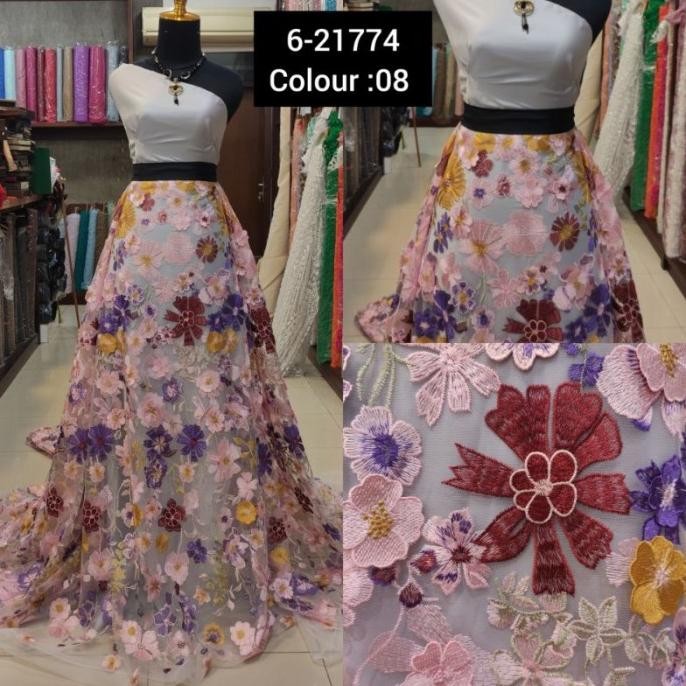 :=:=:=:=] Kain Tile Brokat 3D Timbul Valentino AT342 Putih