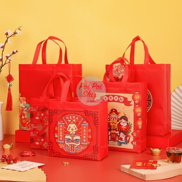 

monggo] Tas Kantong Imlek 2024 CNY Hampers Parcel Bahan PVC Tas Goodie Bag