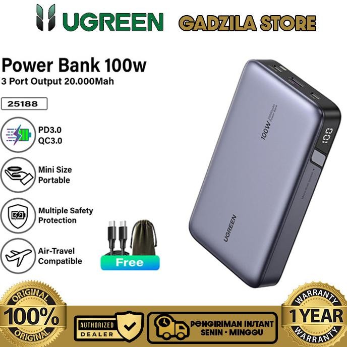POWERBANK UGREEN 20000 MAH 22.5W PD 20W 18W + KABEL C TO USB TYPE C