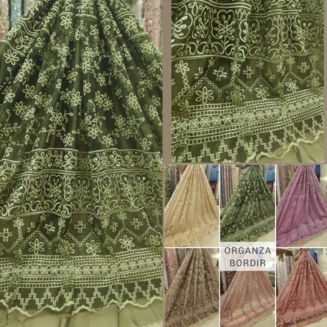 `````````] Kain Organza Bordir Kaca Pinggir Dress Outer