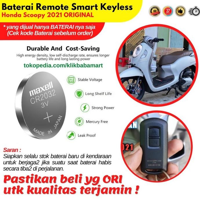 BATERAI REMOT HONDA SCOOPY 2021 SMART KEYLESS REMOTE ORI Maxell Japan Baru