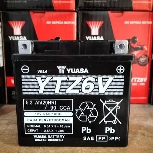 AKI MOTOR VARIO125,150,160,ADV 150 BEAT ISS, SCOOPY ISS YUASA YTZ6V Import Premium