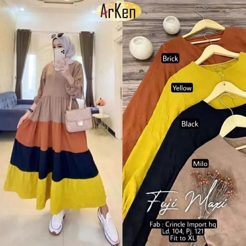 Cod Gamis Fuji Cringkel Terlaris | Gamis Terbaru | Baju Wanita Model Baru Kekinian Gamis Baju Gamis 