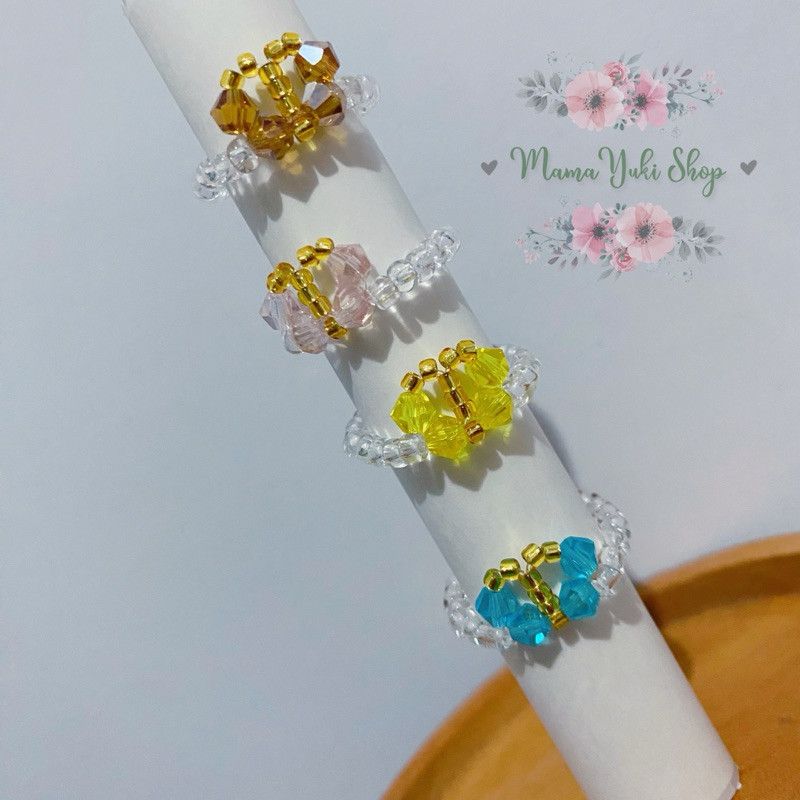 Cincin Manik-manik Kupu-kupu Kristal Ring Beads Butterfly Bracelet Crystall