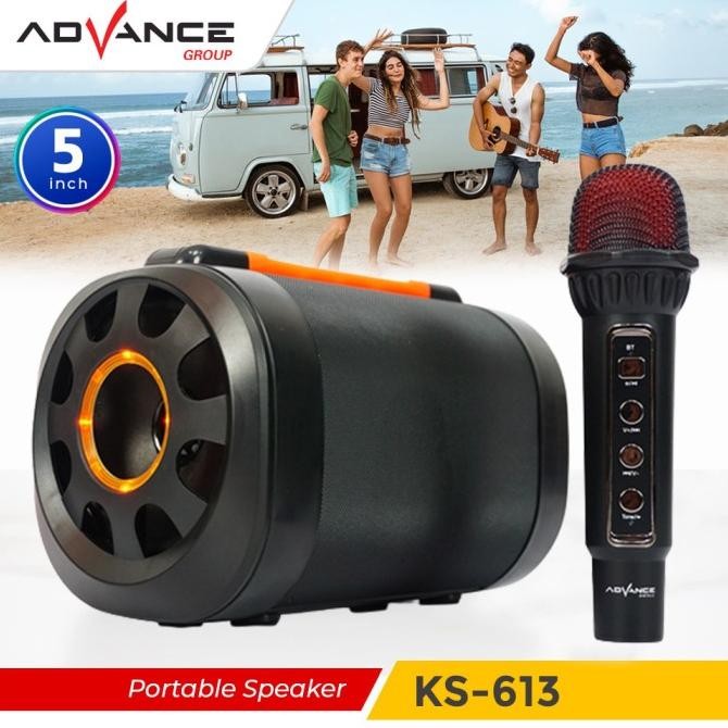 Produk Baru Advance Ks-613 5" Portable Speaker Musik Box Bluetooth Bass Karaoke