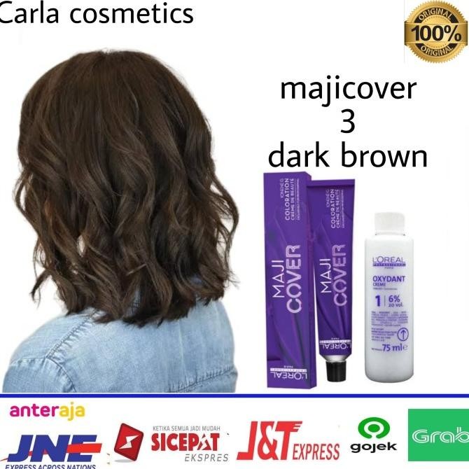 

CAT RAMBUT L'OREAL MAJIREL 3 DARK BROWN + OXIDAN'T L'OREAL ORIGINAL