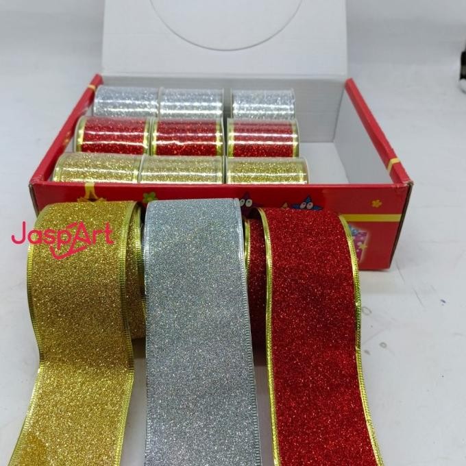 ] PITA GLITTER NATAL PINGGIR KAWAT PITA PARCEL PITA MOTIF PASIR