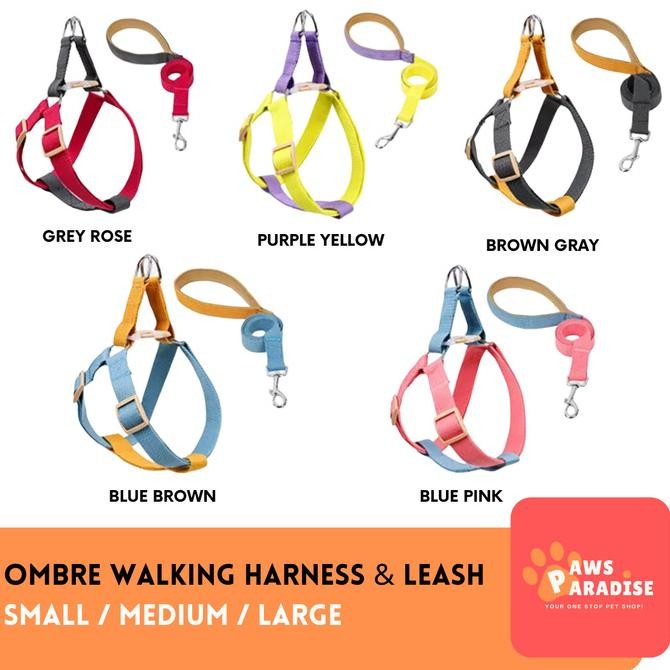 

OMBRE COLORFUL WALKING HARNESS LEASH DOG CAT / TALI TUNTUN ANJING ORIGINAL