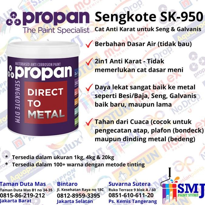 

CAT SENG GALVANIS ANTI KARAT PROPAN SENGKOTE SK-950 WARNA TINTING 4KG ORIGINAL