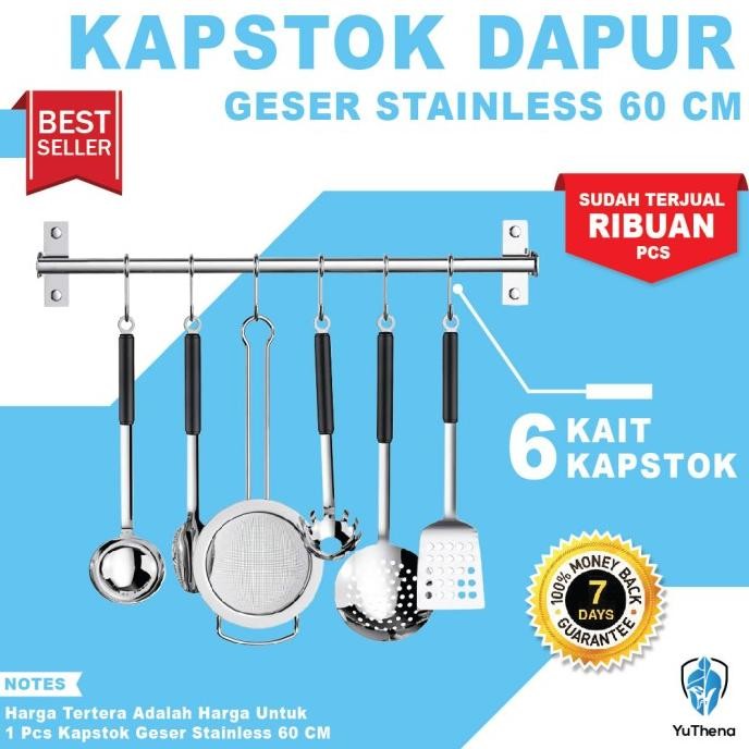 

Berkualitas Kapstok Dapur Stainless Geser Minimalis Gantungan Pisau Wajan Kuali